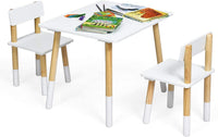 Kids Table and 2 Chairs Set with Pine Wood Legs for Playing & Learning & Eating