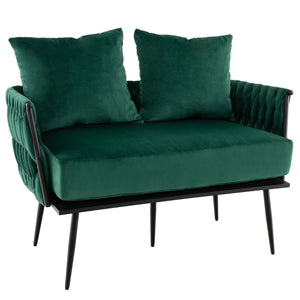 Giantex Modern Loveseat Sofa, Upholstered Dutch Velvet Sofa Couch