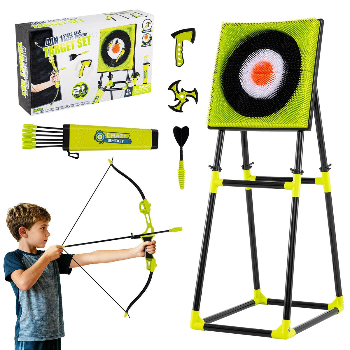Box Target Game 4 in 1 Throwing Target Set, Kids Throwing Game w/Bristle Target ...