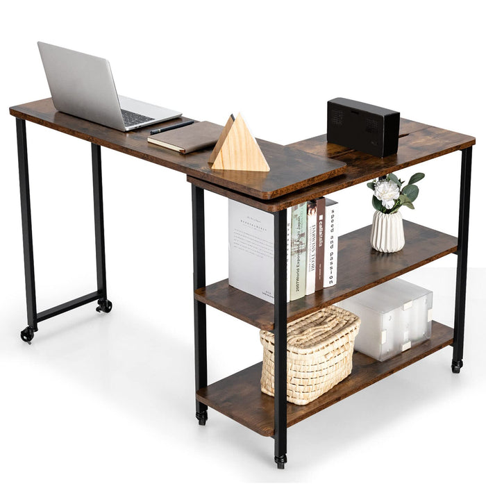 Giantex Large Sofa Side Table, Couch Table Snack Table with 2-Tier Storage Shelves