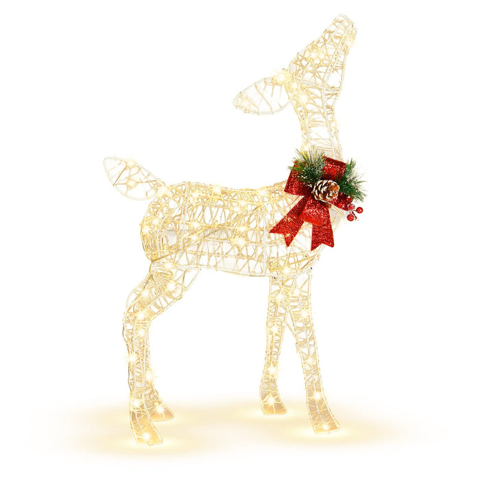 Pre-lit Christmas Holiday Reindeer, Small Yard Reindeer Decoration W/ 50 LED Lights& 4 Ground Stakes