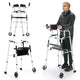 Folding Upright Walker with Seat Wheels and Removable Arm Support