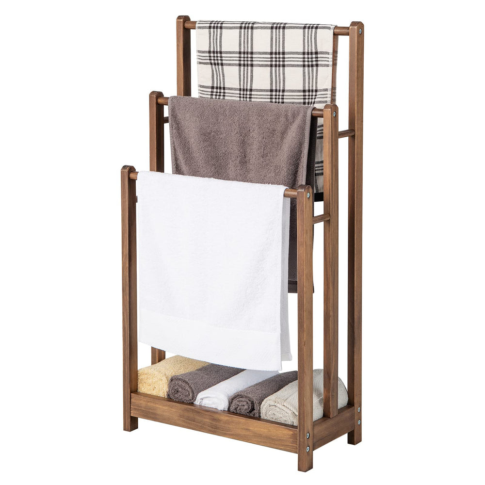 Giantex Freestanding Wood Towel Rack 3-Tier Towel Rack Holder with Bot ...