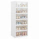 6-Tier Folding Plastic Shoe Organizer with Clear Doors and 12 Pairs for Entryway