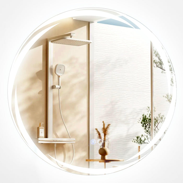 60 x 60 CM Round LED Bathroom Mirror with 3-Color Dimmable Lights