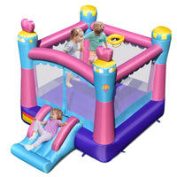 Inflatable Jumping Castle, 3-in-1 Princess Theme Kids Bounce House w/Fun Slide