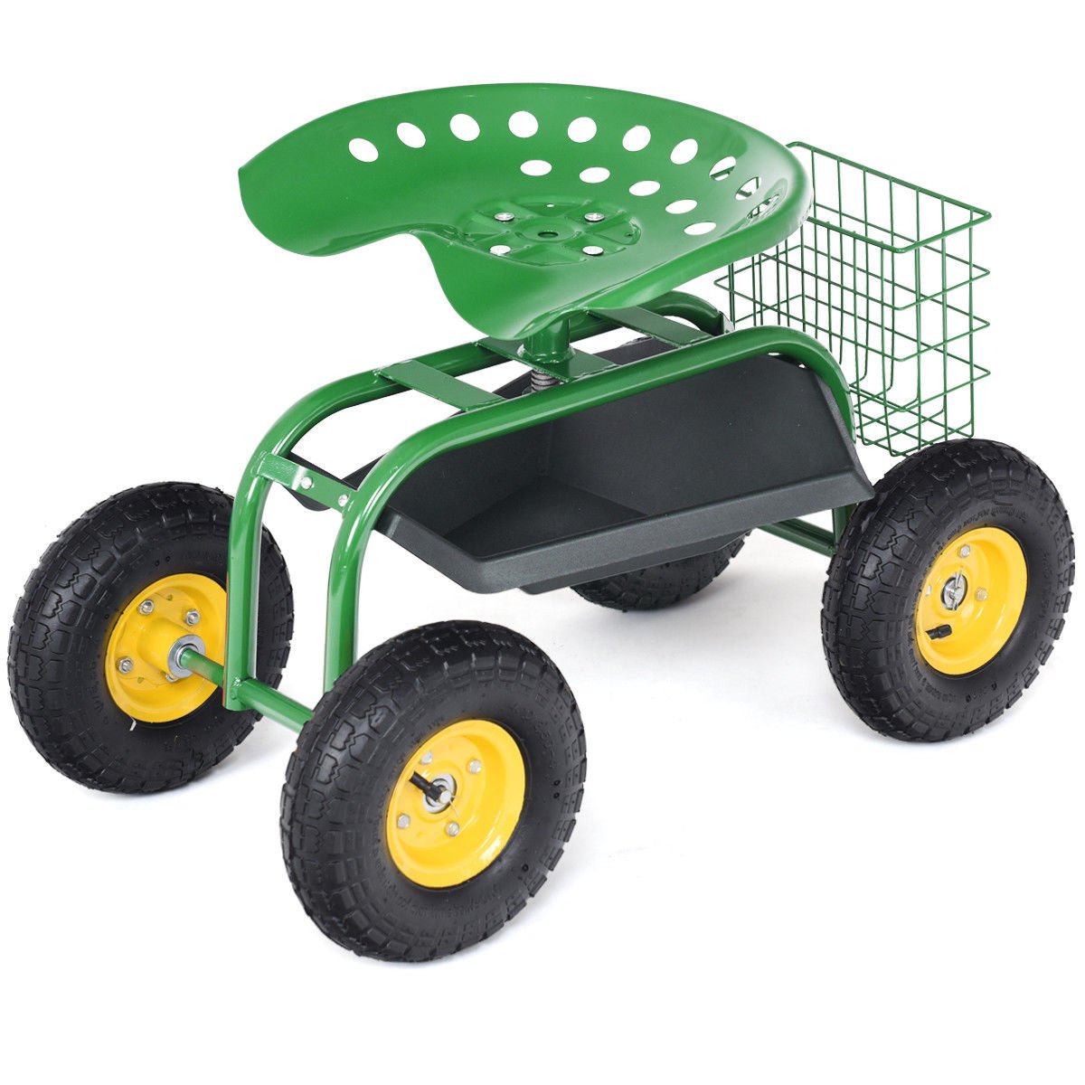 Giantex Rolling Garden Work Seat, 360 Swivel Gardening Workseat with Wheels