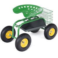 Giantex Rolling Garden Work Seat, 360 Swivel Gardening Workseat with Wheels