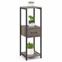 2 Pack 3 Tier Tall Metal Plant Stand with Drawer