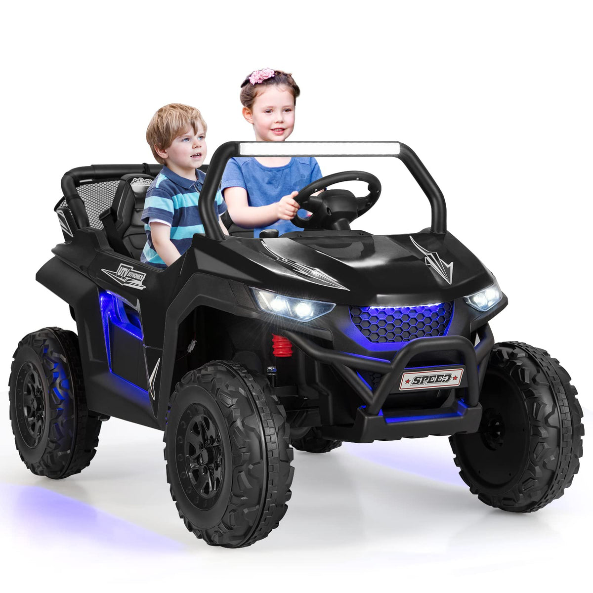 2-Seater Ride on Car, 12V Electric UTV w/Remote Control, Spring Suspension, High/Low Speed