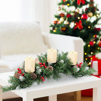 Artificial Christmas Tabletop Centerpiece with 3 Candle Holders