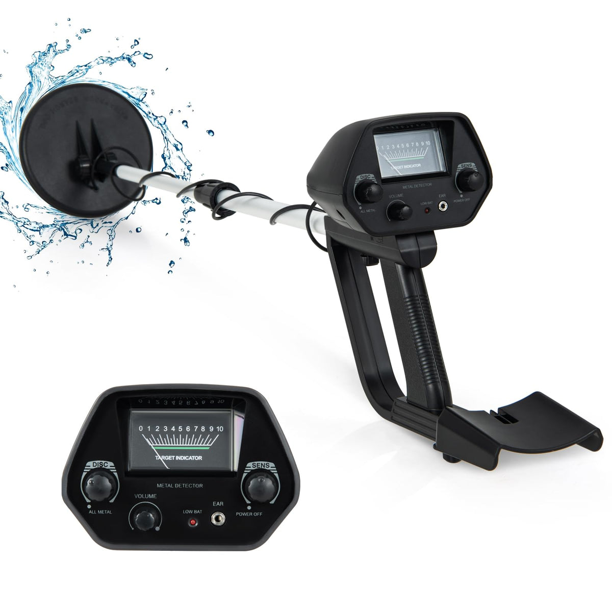Professional Gold Detector w/ IP68 Waterproof Coil Adjustable Stem
