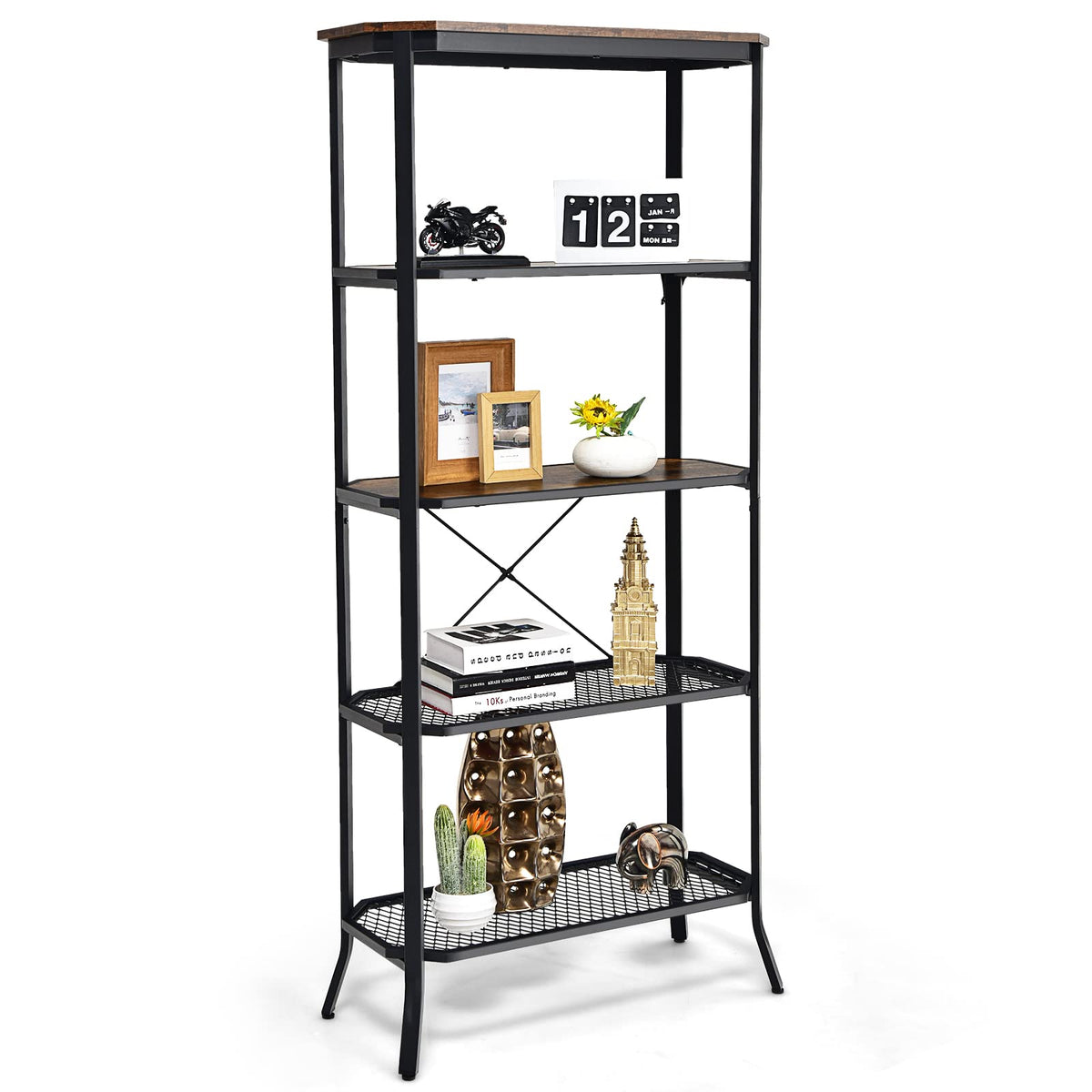 Giantex 5-Tier Bookshelf, Freestanding Shelving Unit