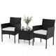 PE Rattan 3-Piece Patio Bistro Set with Tempered Glass Table