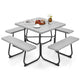 8-person Square Picnic Table Bench Set with 4 Benches 225 KG Capacity