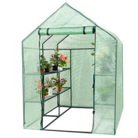 3 Tiers Outdoor Walk in Greenhouse, 12 Shelves Movable Green House Tunnel