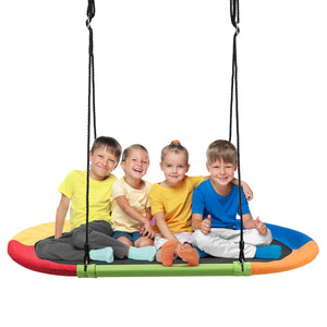 150CM/60'' Giant Platform Saucer Tree Swing Set, 300KG Weight Capacity, Outdoor Saucer Tree Swing with Adjustable Hanging Ropes