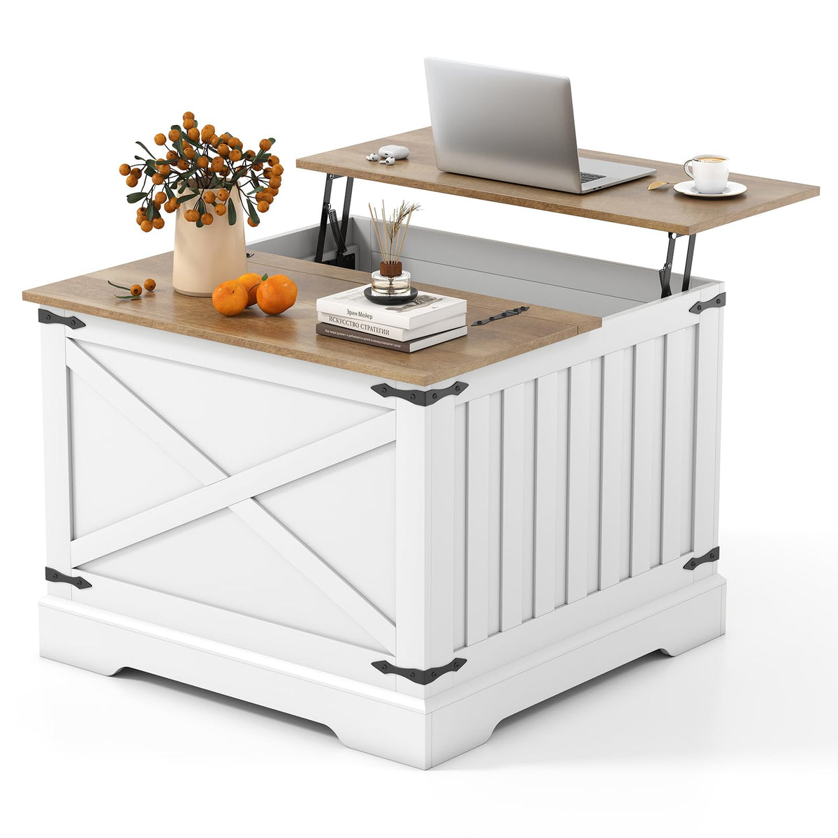 Farmhouse Lift Top Coffee Table, 80cm Square Center Table