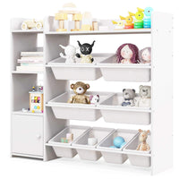 Kids Bookshelf with 8 Storage Boxes and 2 Open Shelves