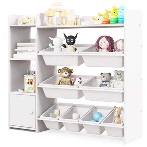 Kids Bookshelf with 8 Storage Boxes and 2 Open Shelves