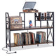 Record Player Stand with Vinyl Storage and Power Outlets for Albums