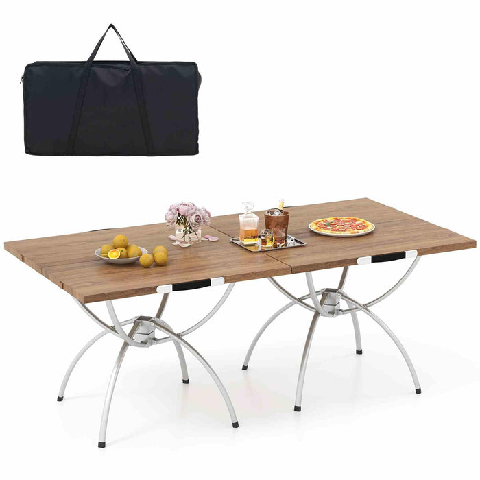 2 Pack Folding Camping Table Extendable Lightweight Picnic Table