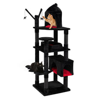 153cm Gothic Cat Tree for Indoor Cats with Castle House and Spider Hanging Balls
