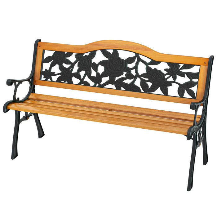 Giantex Outdoor Bench with Slatted Seat, Curved Armrests