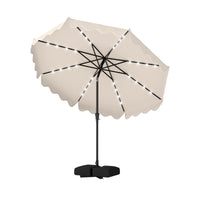 3M Sun Protective Umbrella with Weighted Base and Solar Lights for Deck