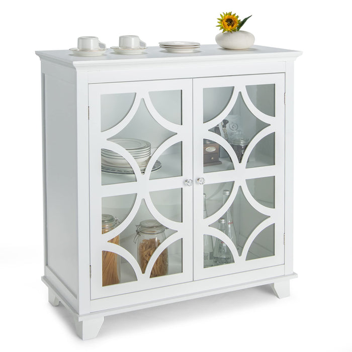 Giantex Buffet Sideboard, Freestanding Kitchen Cupboard, Adjustable Shelf & 2-Door Cabinet, Glass Door
