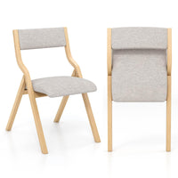 Giantex Folding Dining Chair Set of 2, Wooden Upholstered Dining Chairs
