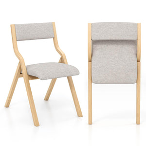 Giantex Folding Dining Chair Set of 2, Wooden Upholstered Dining Chairs
