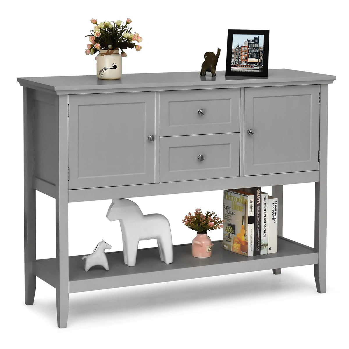 Giantex Buffet Sideboard Cabinet, 2 Drawers & 2 Doors, Side Console Table, Display Desk with Storage Shelf