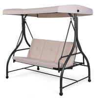 3-Person Convertible Canopy Swing with 3 Comfortable Cushion Seats for Garden & Balcony