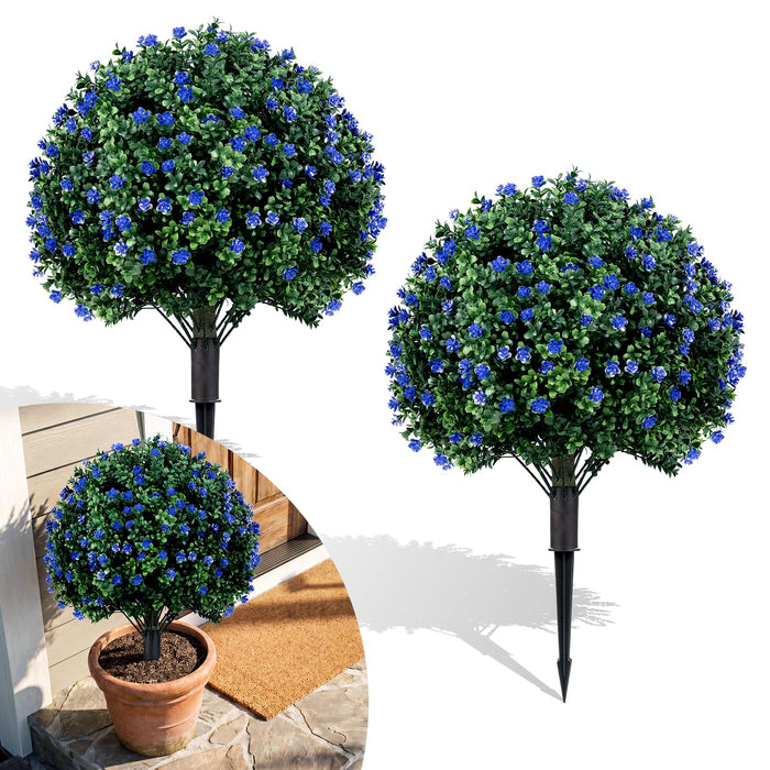 2 Pack Artificial Camellia Boxwood Topiary Ball Trees