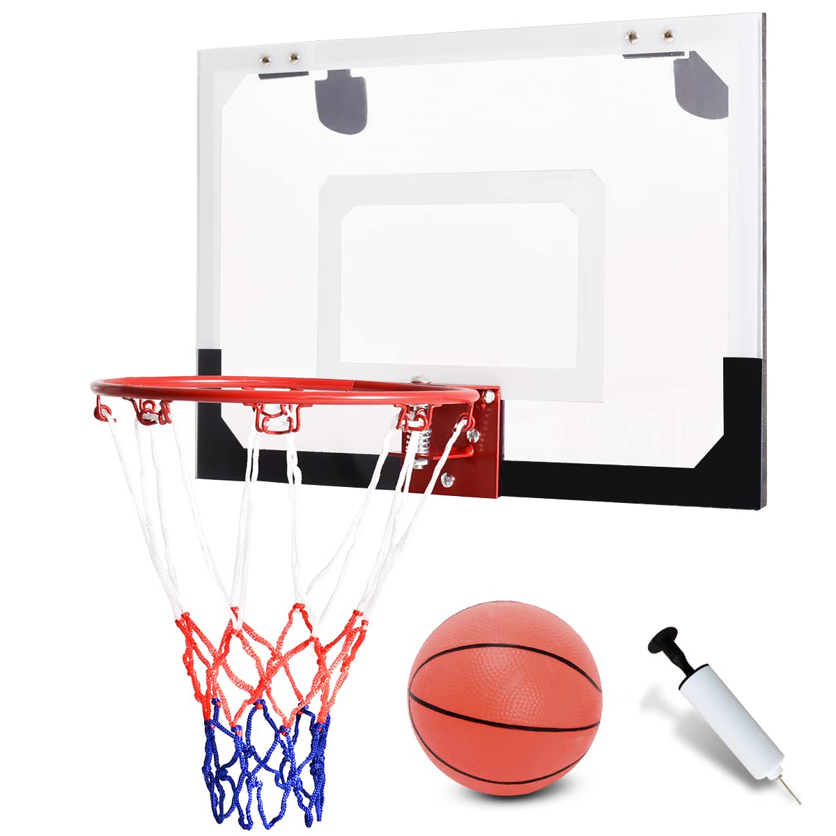 Over-The-Door Mini Basketball Hoop Set, Door & Wall Mounted Basketball Hoop W/Shatterproof Backboard