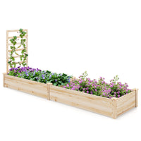 Raised Garden Bed w/Planter Box & Trellis, Outdoor Wooden Planter Box Kit for Flower