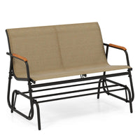 2-Person Outdoor Glider Bench Patio Gliding Loveseat with Breathable Fabric Seat