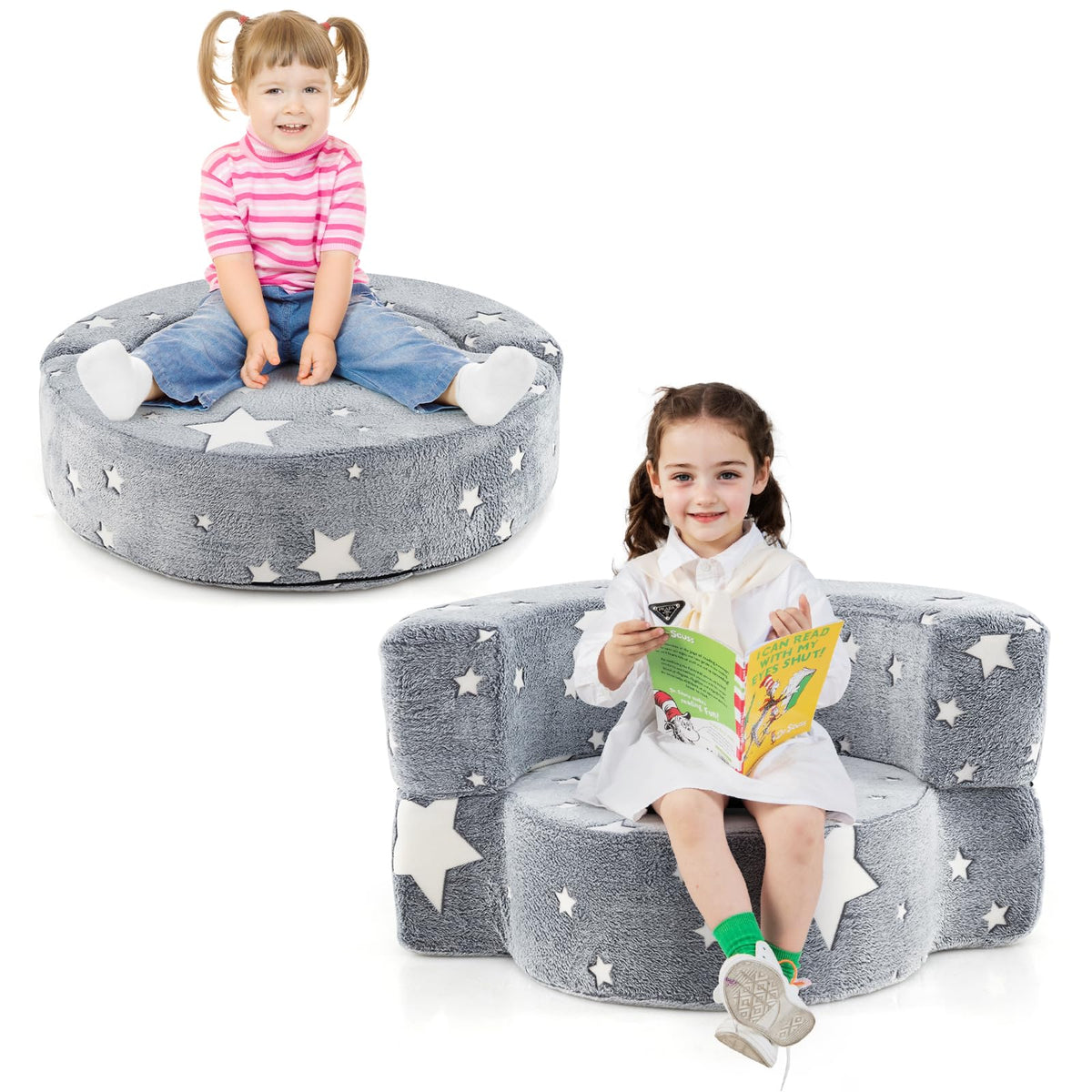 Convertible Children Sofa Kids Couch Chair with Removable and Machine-washable Cover