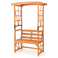 Giantex Garden Arbor with Bench - Wooden Garden Arch Trellis for Climbing Plants Vines
