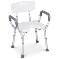 Height-adjustable hower Chair with Backrest and Padded Armrests