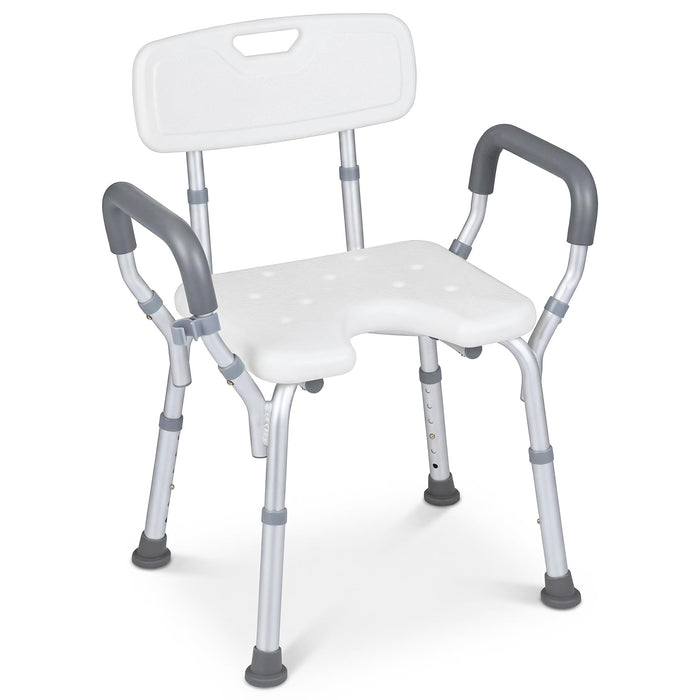 Height-adjustable hower Chair with Backrest and Padded Armrests