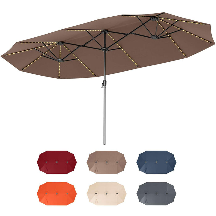 4.7 m Extra-Large Patio Umbrella w/LED Solar Lights