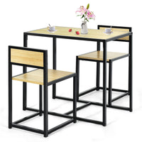 Giantex 3 Piece Dining Set, Industrial Dining Table w/ 2 Chairs, Small Kitchen Table Set (Natural)