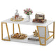 Rectangle Coffee Table 2-Tier with Storage Shelf and Compartment for Living Room