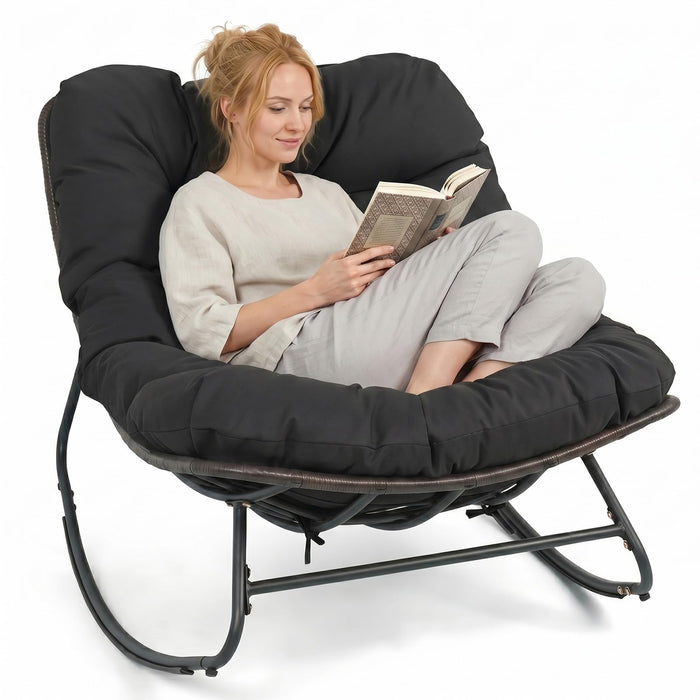Outdoor Papasan Rocking Chair, Oversized Egg-Shaped Rocker