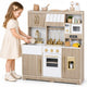 Wooden Play Kitchen with Lights & Sounds and Ice Maker Stove Sink for Toddlers Ages 3+