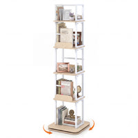 5-Tier Rotating Bookshelf Tower with 360° Spinning Design