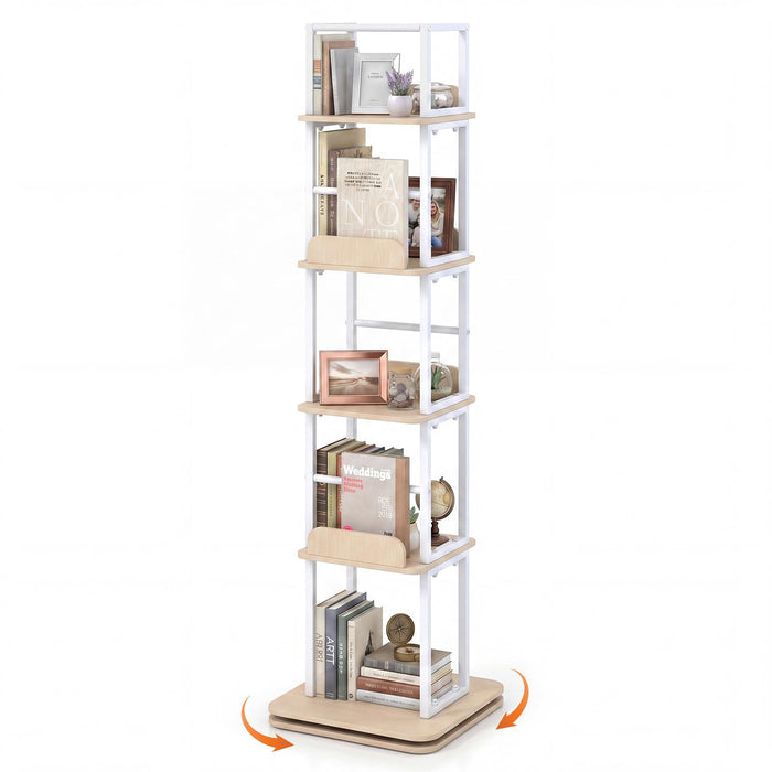 5-Tier Rotating Bookshelf Tower with 360° Spinning Design