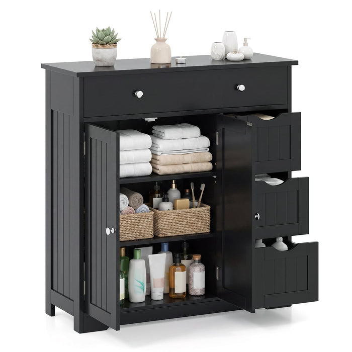 Giantex Bathroom Floor Cabinet, Large Storage Cabinet with 4 Drawers